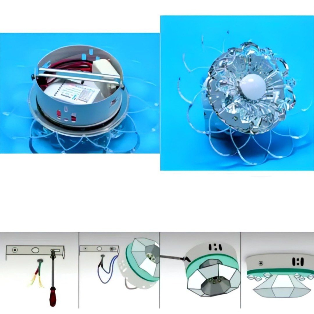 5W明裝七彩+暖白光LED燈,水晶花瓣天花板燈,客廳裝飾水晶燈,LED玄關燈泡-細節圖3