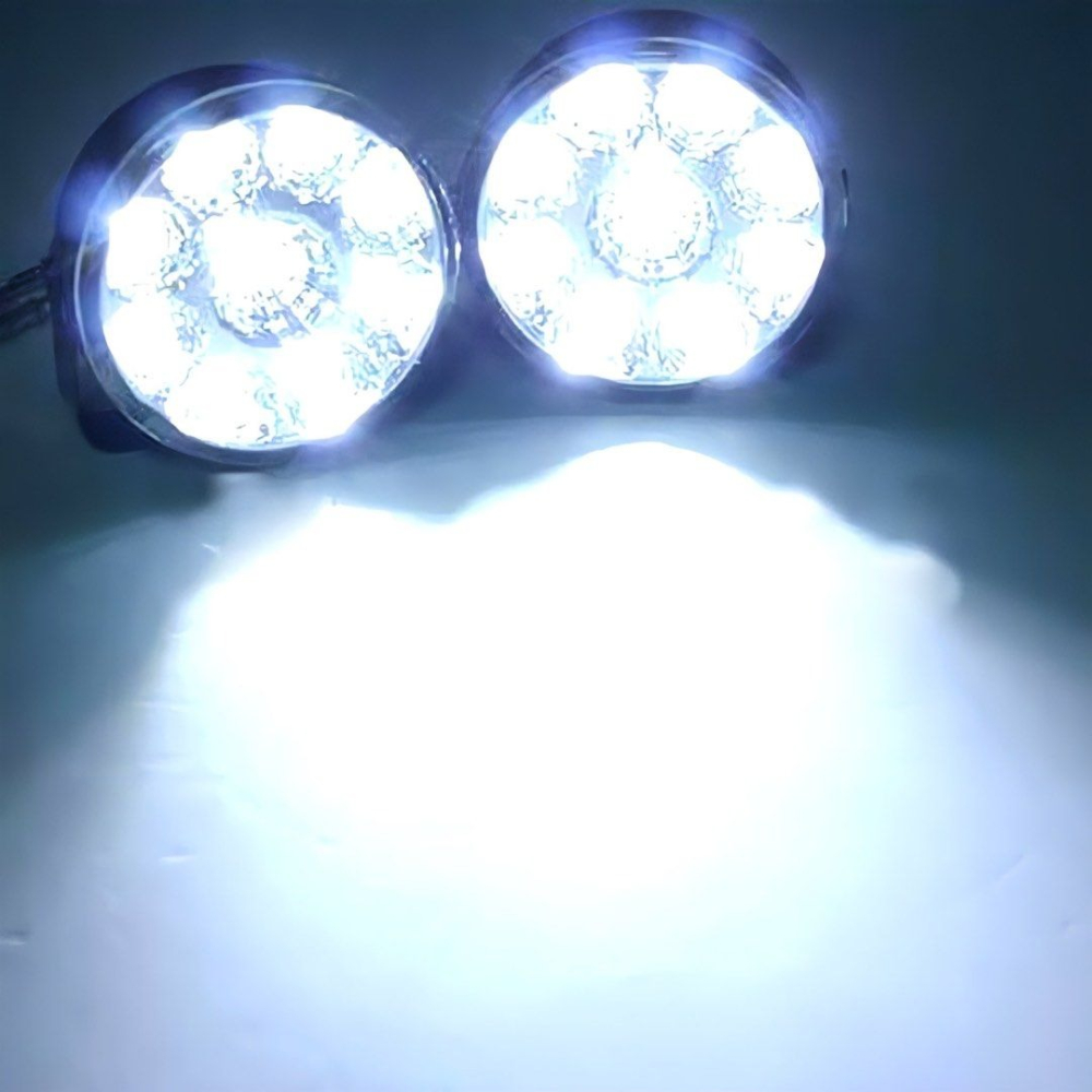 2入裝汽車9LED圓形日行燈,12V車用行車燈,汽車輔助燈改裝霧燈-細節圖4