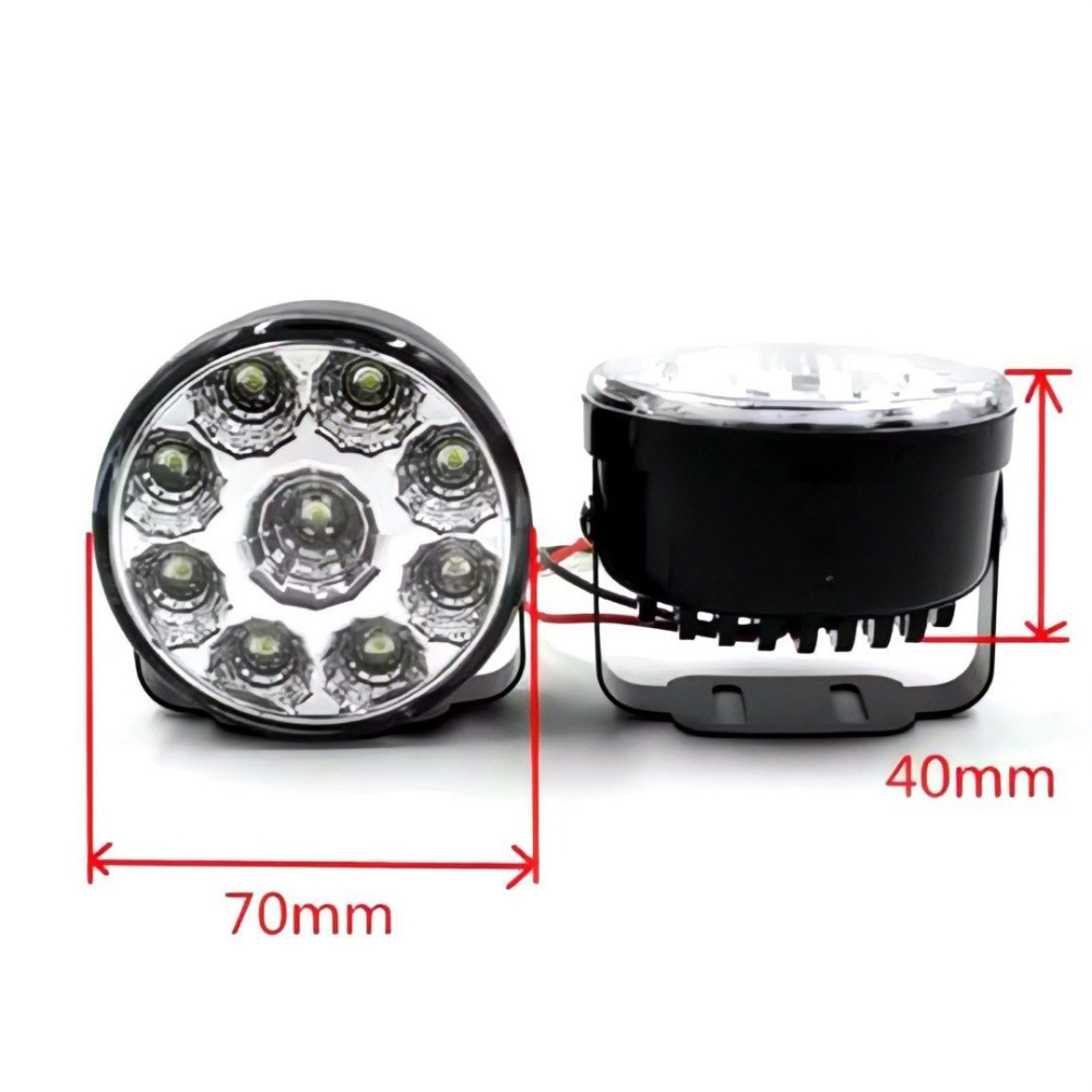 2入裝汽車9LED圓形日行燈,12V車用行車燈,汽車輔助燈改裝霧燈-細節圖5