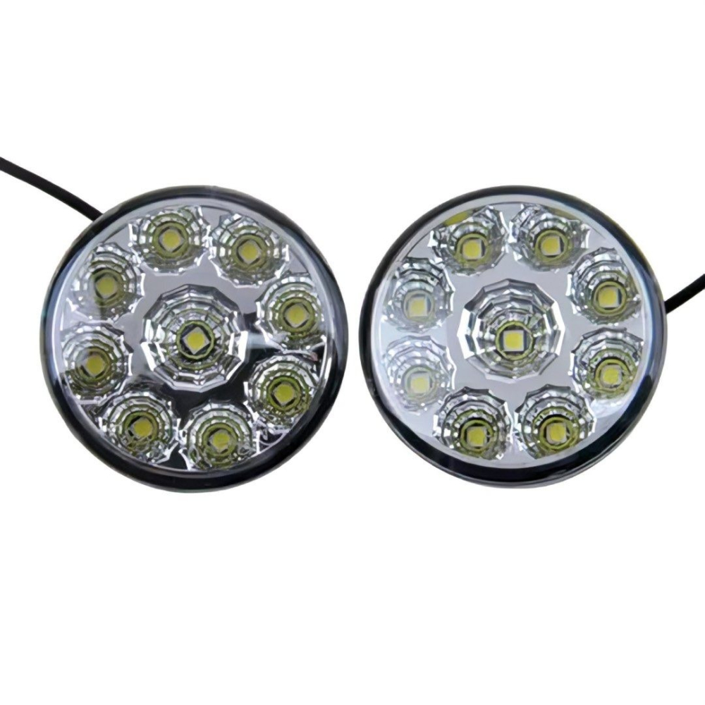 2入裝汽車9LED圓形日行燈,12V車用行車燈,汽車輔助燈改裝霧燈-細節圖6
