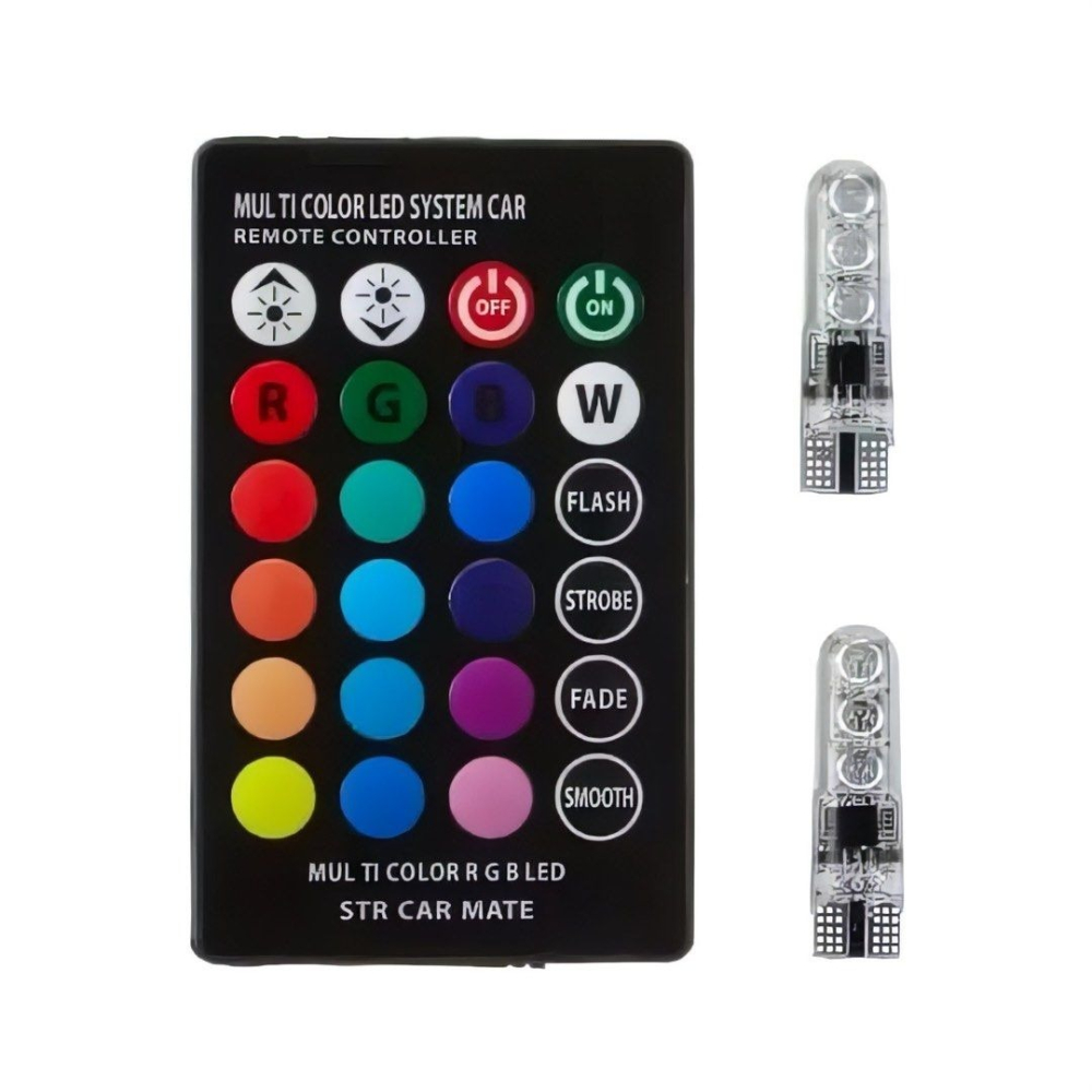 遙控變換LED彩色燈,12V七彩T10小燈,汽車改裝儀表燈-細節圖7