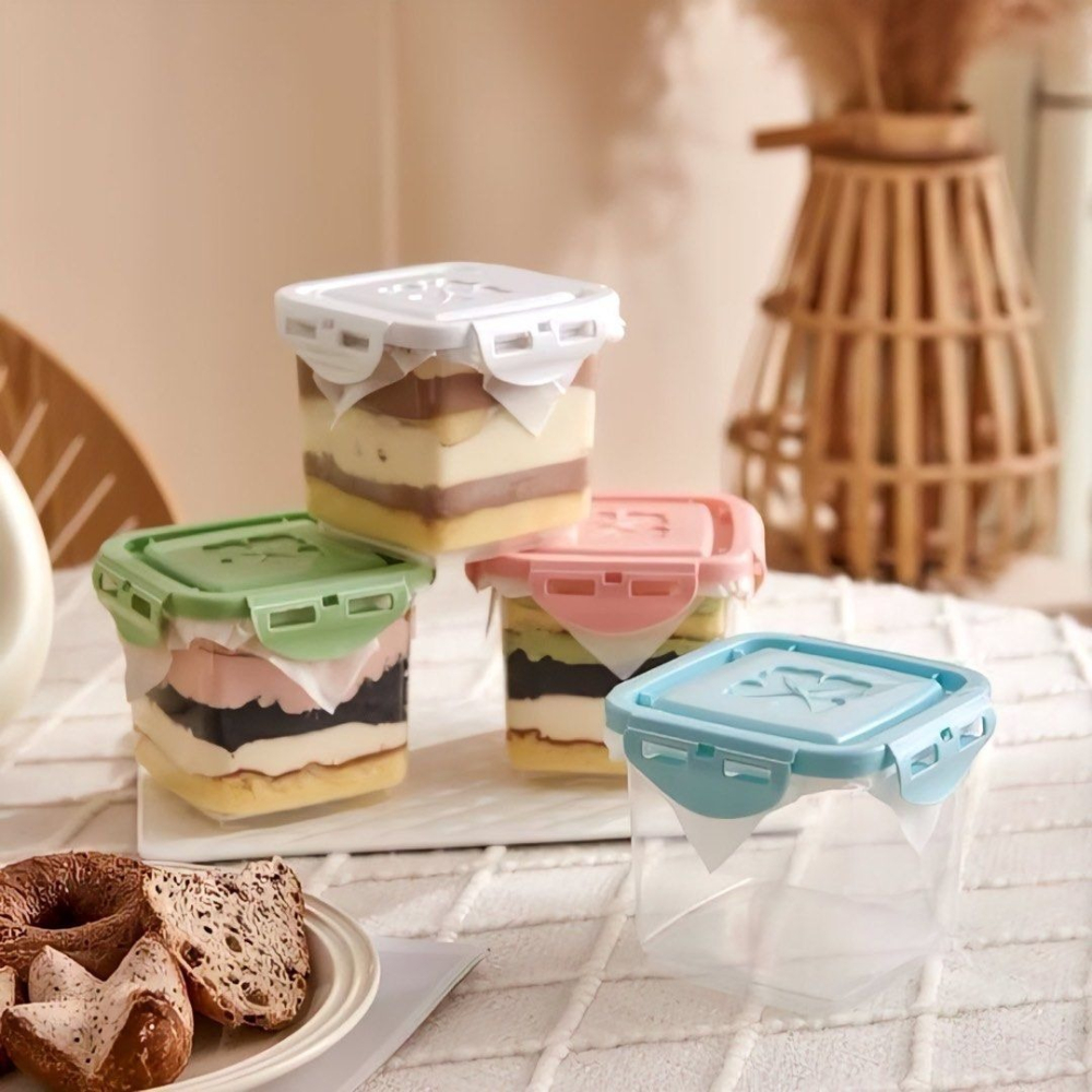 食品級烘焙蛋糕盒,千層甜點包裝盒,提拉米蘇冰淇淋盒,食品密封罐,堆疊密封保鮮盒儲物罐,650ml-細節圖2