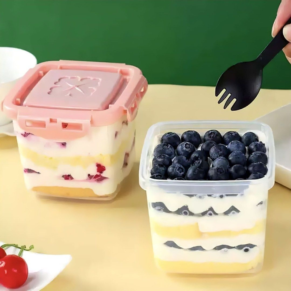 食品級烘焙蛋糕盒,千層甜點包裝盒,提拉米蘇冰淇淋盒,食品密封罐,堆疊密封保鮮盒儲物罐,650ml-細節圖4