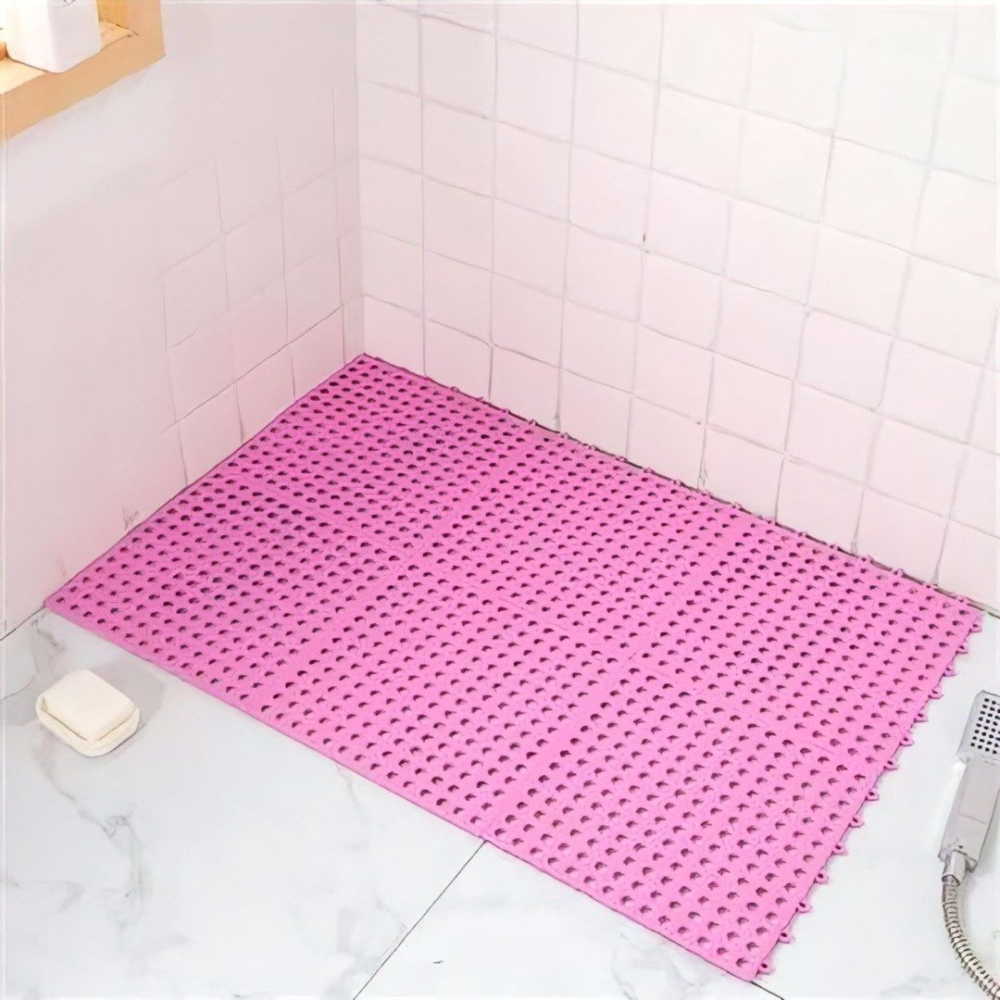 6件裝浴室防滑地墊,自由拼接裁剪防水墊,拼接止滑墊,DIY隔水防滑踏墊,寵物腳踏墊,粉色30*30cm-細節圖5