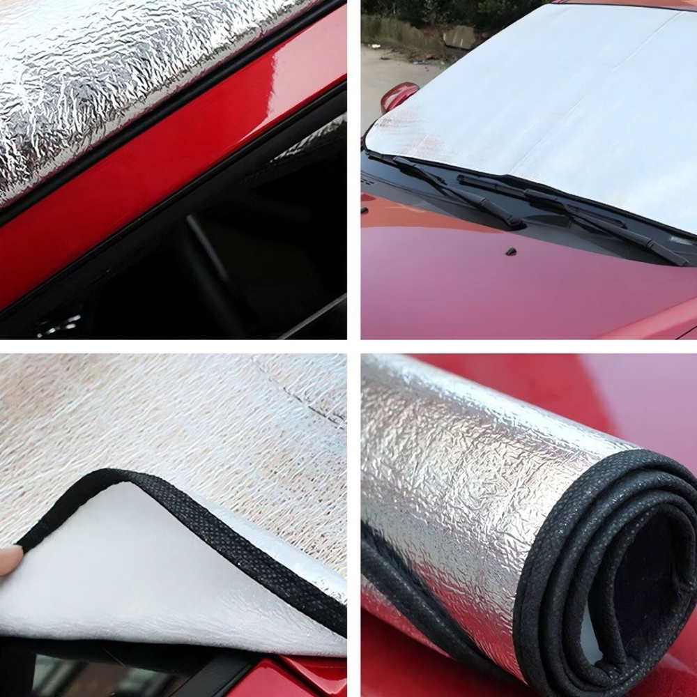 汽車前擋風玻璃罩,車用遮陽罩,前檔隔熱防曬遮陽板,通用戶外汽車防紫外線隔熱罩,150 x 70 cm-細節圖3