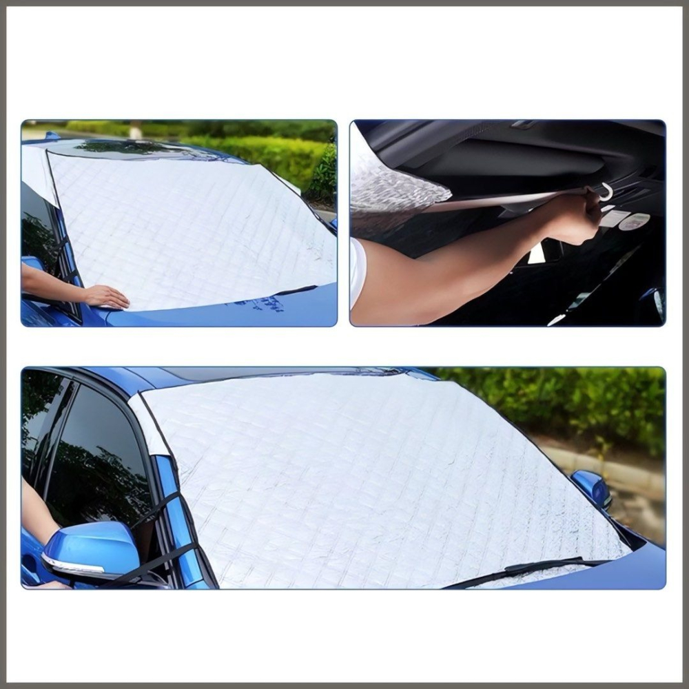 汽車前擋風玻璃罩,車用遮陽罩,前檔隔熱防曬遮陽板,通用戶外汽車防紫外線隔熱罩,150 x 70 cm-細節圖4