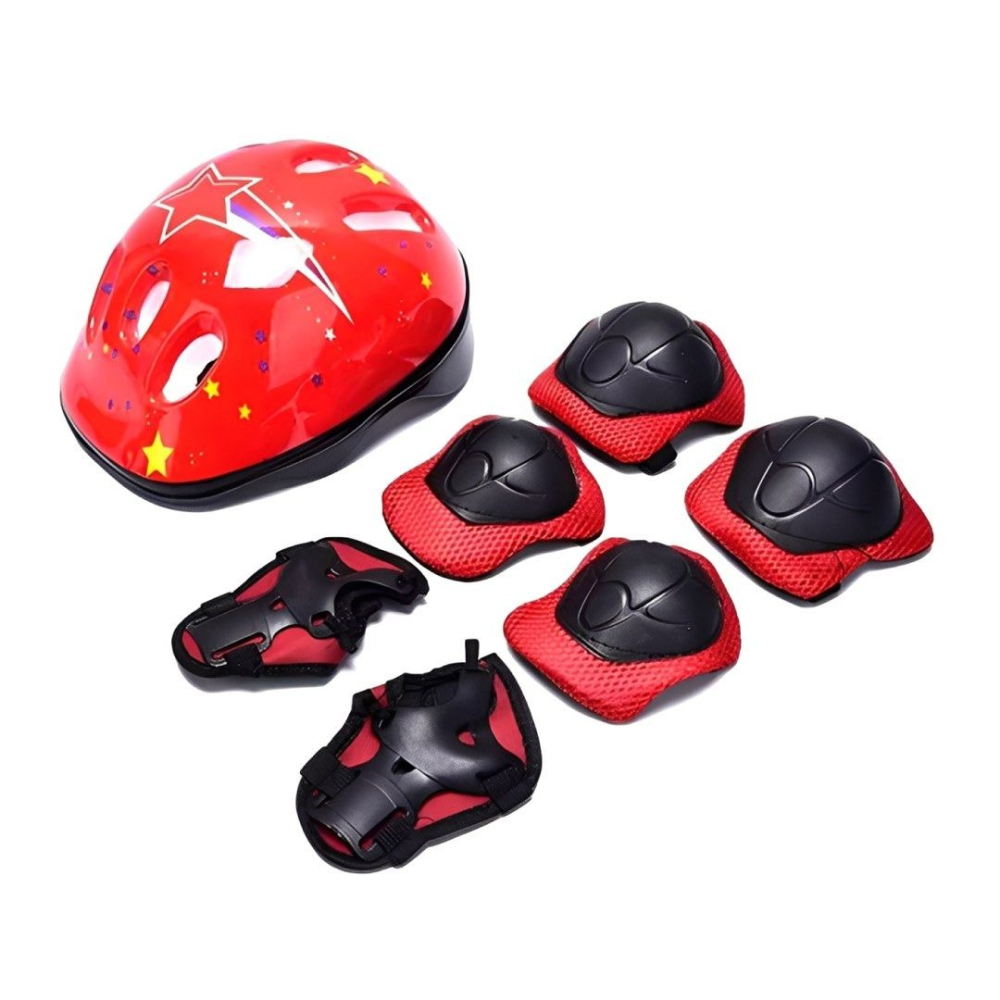 7件套兒童溜冰鞋護具,小孩直排輪鞋加厚護膝安全帽防護具,滑板車護肘護腕防摔用具,兒童自行車護具-細節圖2