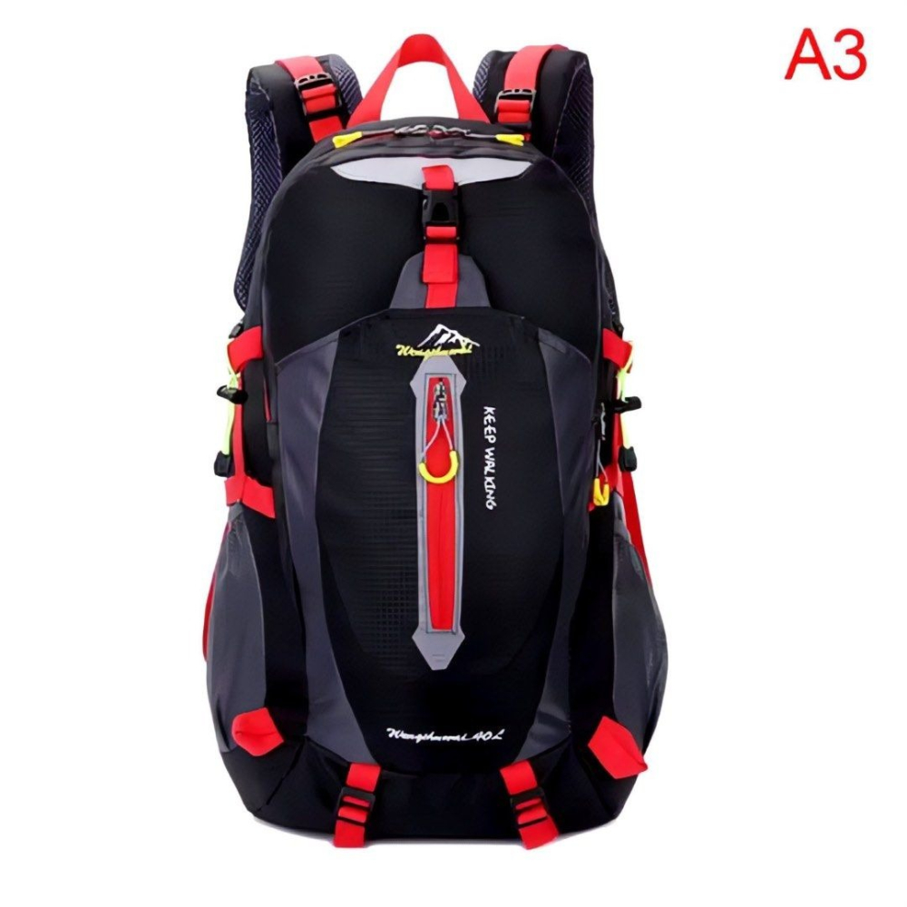 戶外輕便大容量登山包,旅行運動防潑水雙肩包,旅遊健行休閒背包,黑紅色40L-細節圖7