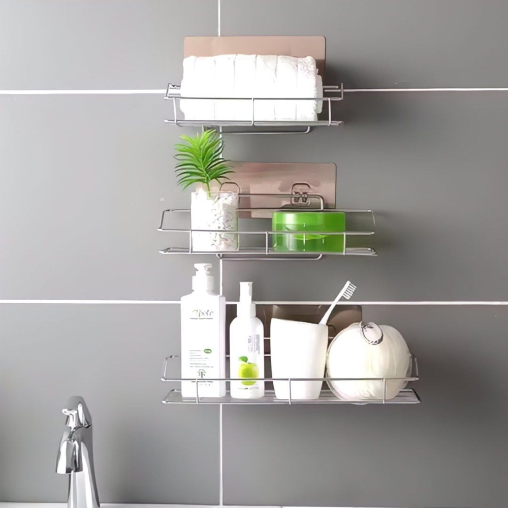 免打孔無痕不鏽鋼置物架,浴室收納架,廚房調味料醬料置物架,居家整理架-細節圖2