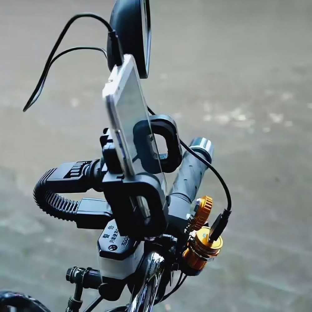 摩托車改裝帶時間錶手機充電器,鋁合金防水USB車充-細節圖2