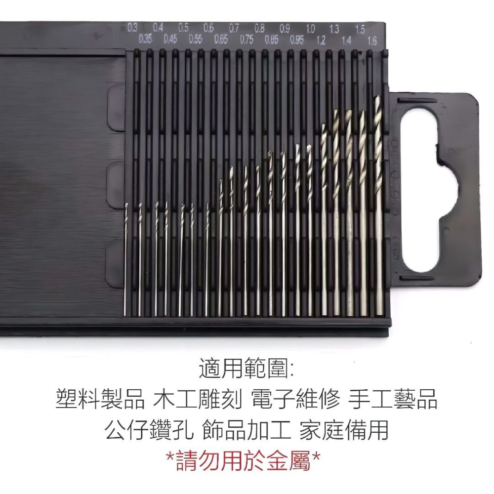 20支高速鋼迷你麻花鑽頭,微型木工0.3-1.6mm小鑽頭-細節圖4