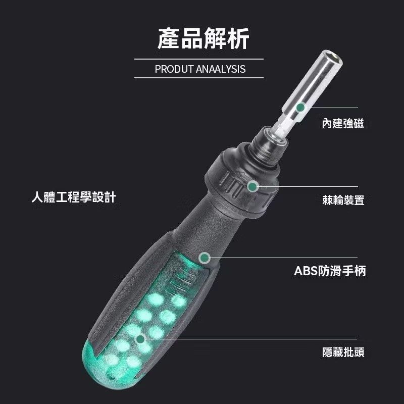 11合一棘輪伸縮螺絲刀工具組,多功能磁性螺絲起子-細節圖3