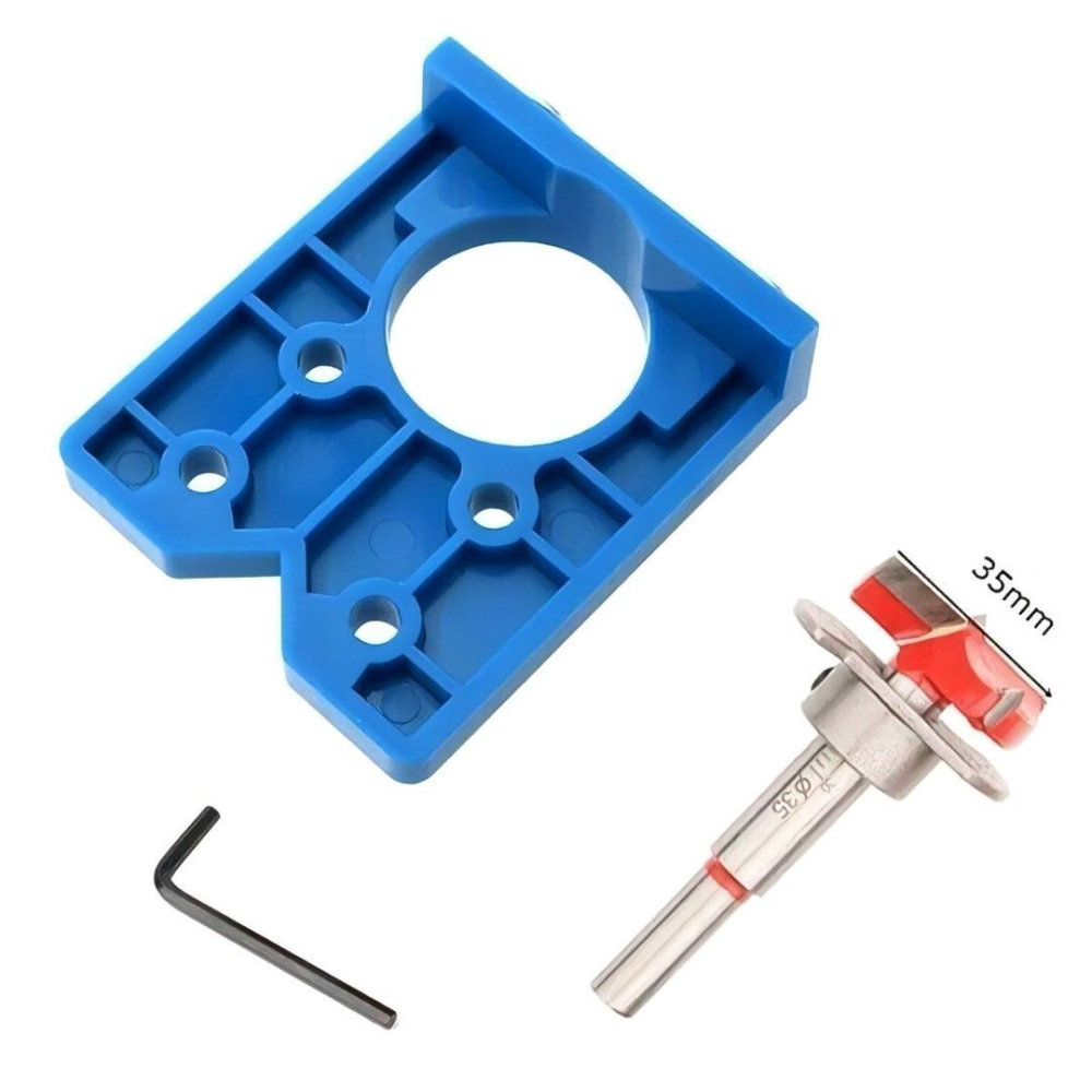 35mm櫥櫃鉸鏈夾具,木工DIY鑽孔定位器,門板合頁定位模板木工工具,鉸鏈打孔安裝輔助板-細節圖2