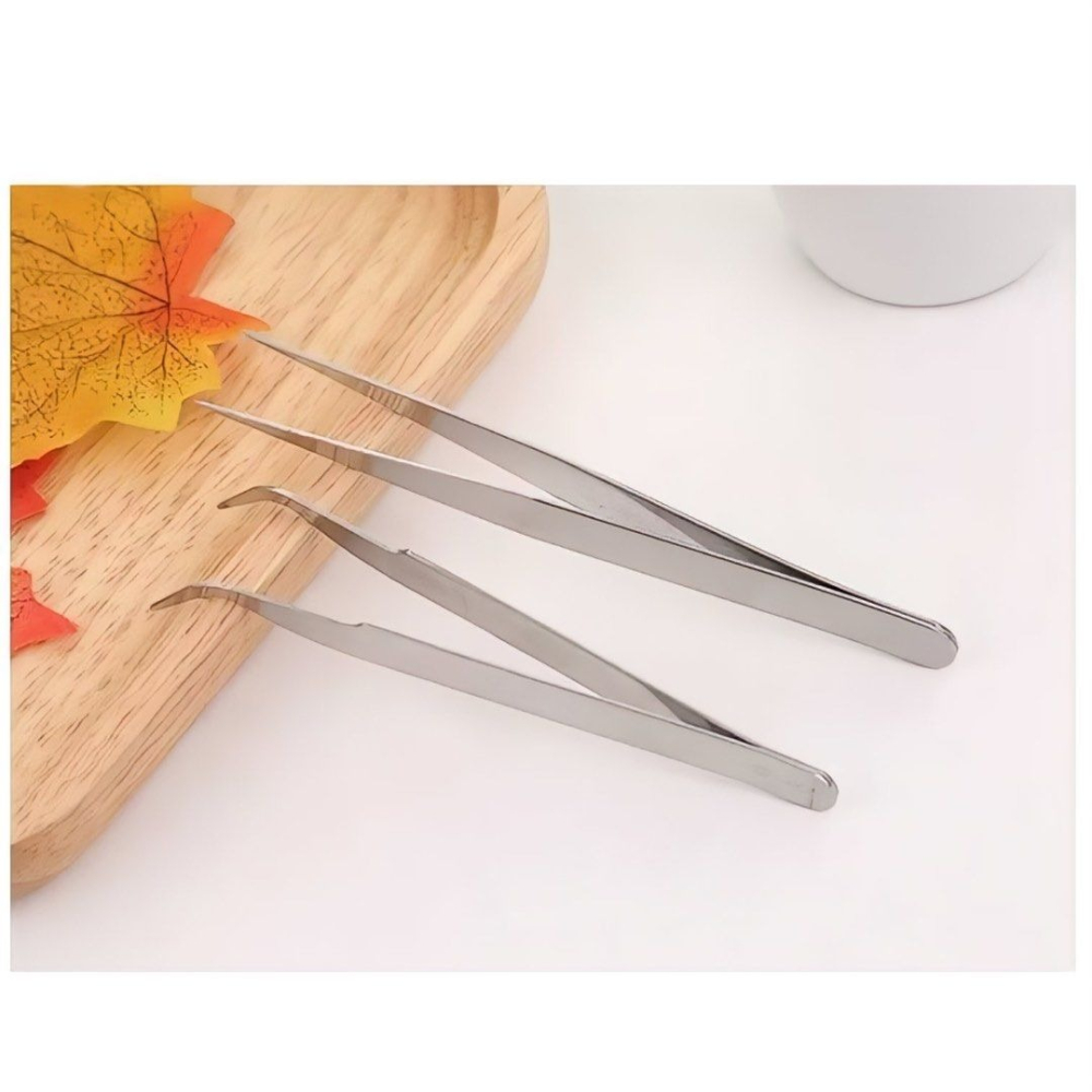 2件直頭/彎頭不鏽鋼鑷子,圓扁頭極細夾子,睫毛寶石挑選工具美容鑷子,貼鑽美甲用品小鑷子,模型零件夾-細節圖5