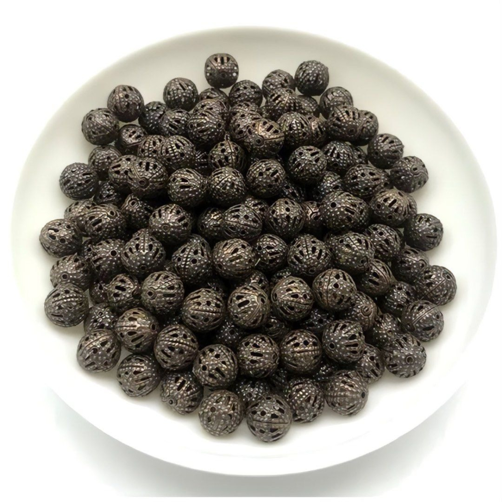 100個6mm古青銅色鐵皮空心珠,DIY手工飾品配件空心球-細節圖2