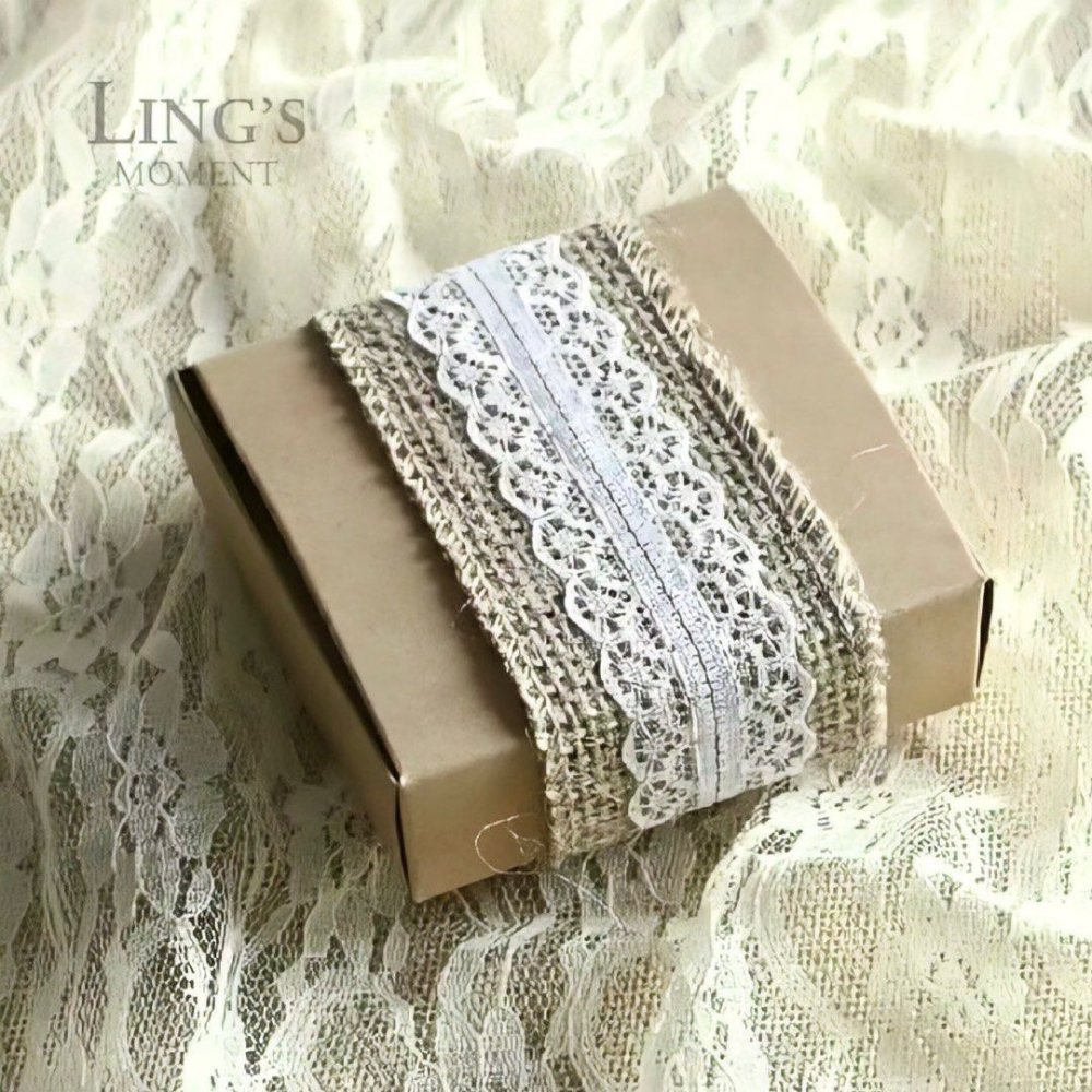 米黃麻布織帶蕾絲麻卷,麻布花邊裝飾帶,DIY手工新娘捧花材料布料-細節圖3