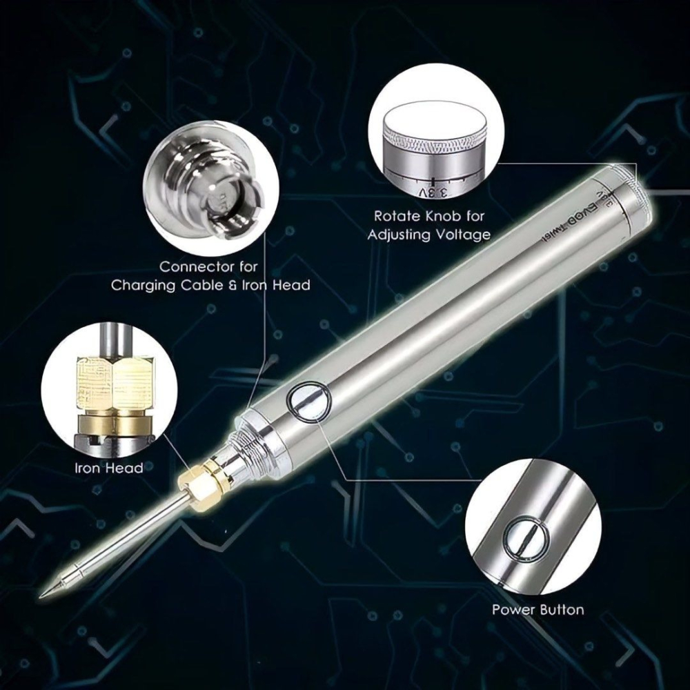 微型快速加熱烙鐵,便攜充電烙鐵頭套組-細節圖3