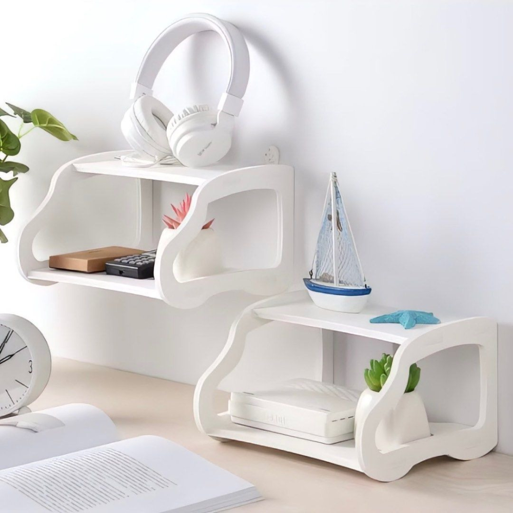 鏤空雙層wifi路由器收納架,機頂盒架子,免打孔壁掛置物架,居家牆上收納架,分享器MOD收納盒-細節圖2