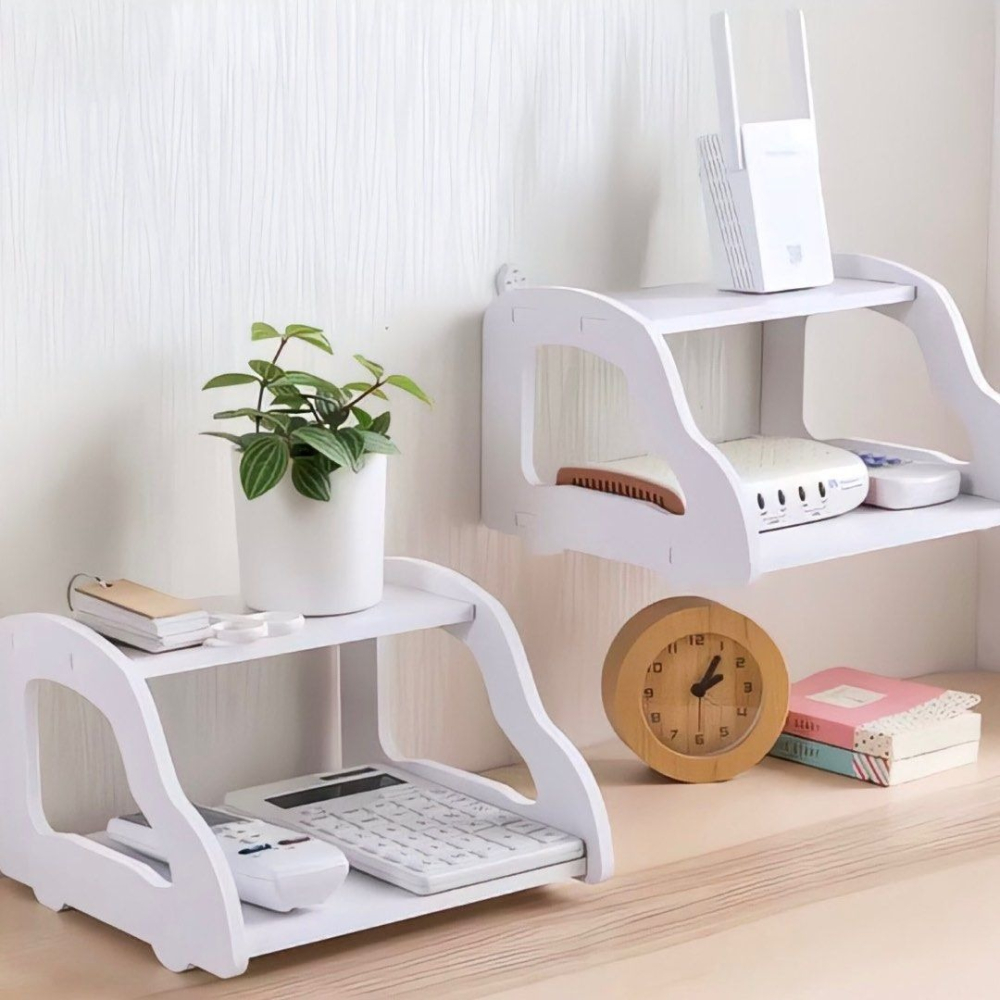 鏤空雙層wifi路由器收納架,機頂盒架子,免打孔壁掛置物架,居家牆上收納架,分享器MOD收納盒-細節圖3