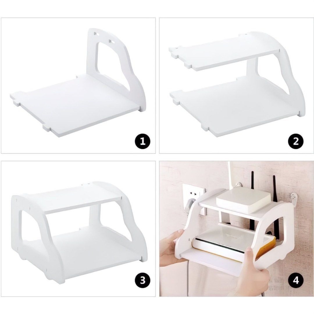 鏤空雙層wifi路由器收納架,機頂盒架子,免打孔壁掛置物架,居家牆上收納架,分享器MOD收納盒-細節圖5