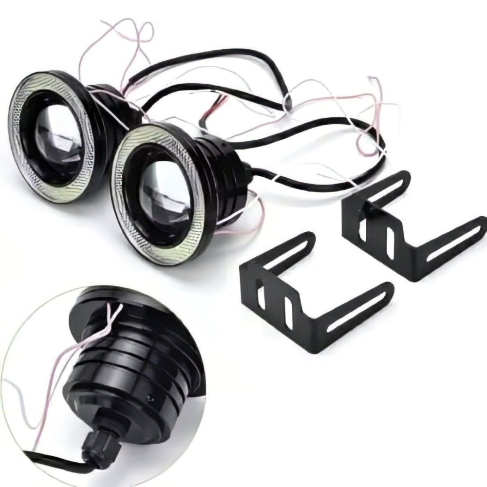 1對3吋汽車天使眼白光環形霧燈,汽車改裝圓形COB LED車燈+支架,光圈日行燈-細節圖6