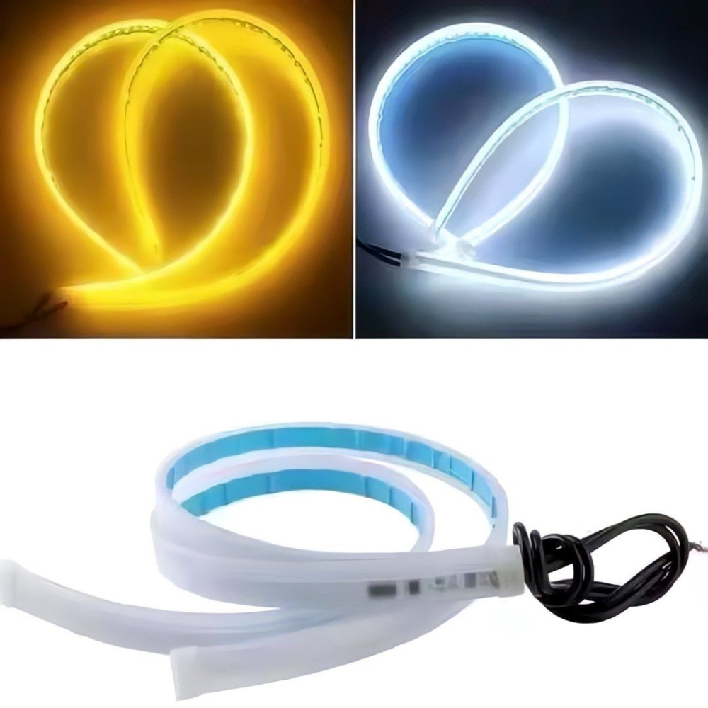 2條30公分折疊式雙色汽車柔性LED條形燈,汽車/摩托車雙色轉向燈,眉燈汽車燈條-細節圖7