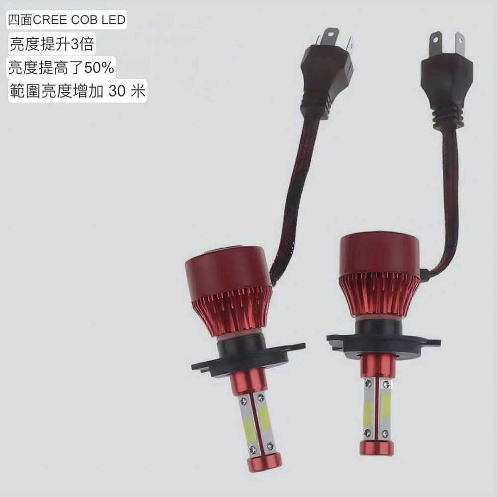 2個H4汽車LED前大燈,汽車改裝四面光LED大燈,車用360度發光車燈-細節圖3