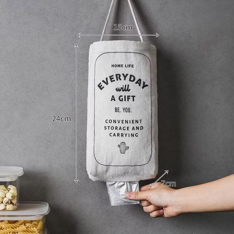 掛式北歐棉麻抽取收納袋,廚房塑膠袋抽取袋,居家整理環保麻布袋-細節圖5
