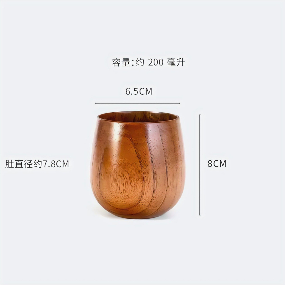 日式棗木茶杯,創意防腐大肚杯,木質隔熱咖啡杯,質感原木水杯-細節圖3