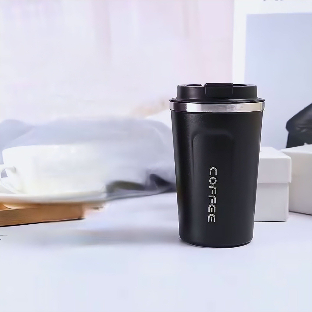 304不鏽鋼咖啡杯,質感磨砂隨手保溫杯,直飲咖啡杯,雙層隔熱保溫杯,耐磨防刮不鏽鋼隨手杯,黑色380ml-細節圖4