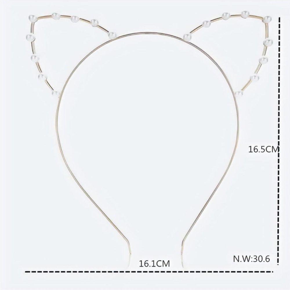金色水晶貓耳朵髮飾,派對貓耳朵頭帶髮箍貓箍-細節圖2