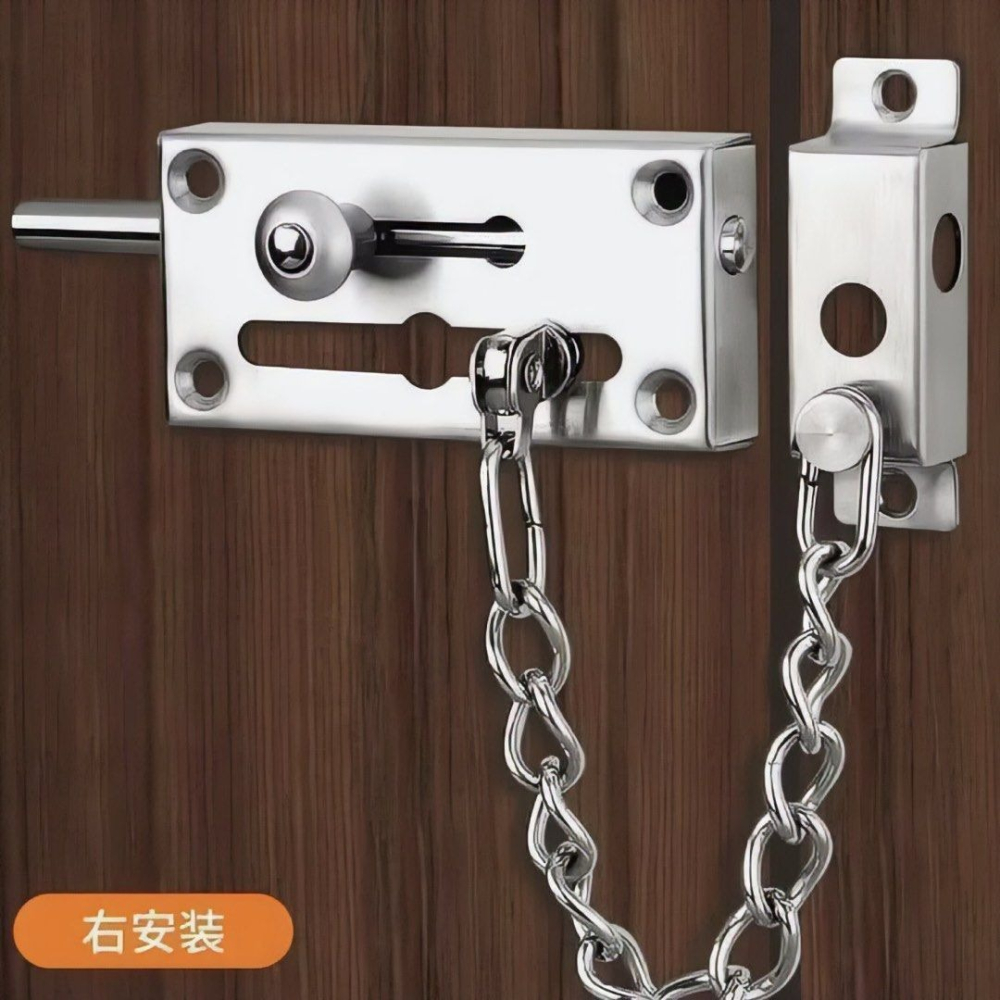 不鏽鋼防盜鏈反鎖扣,加厚不銹鋼防盜門栓鎖,家用插銷防盜安全鎖門鏈-細節圖8