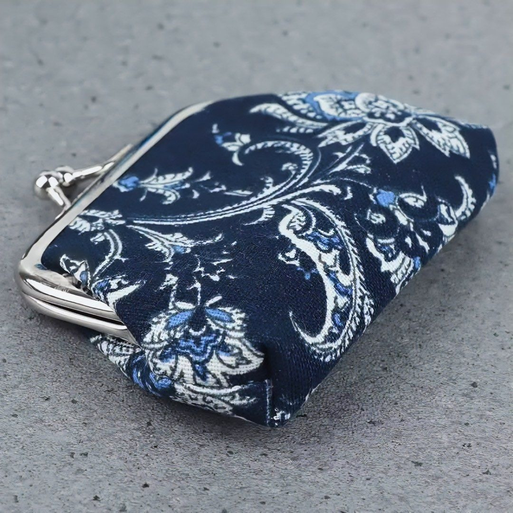 迷你青花瓷錢包,花卉塔扣硬幣錢袋,復古民族風零錢包,時尚簡約買菜包收納包-細節圖3