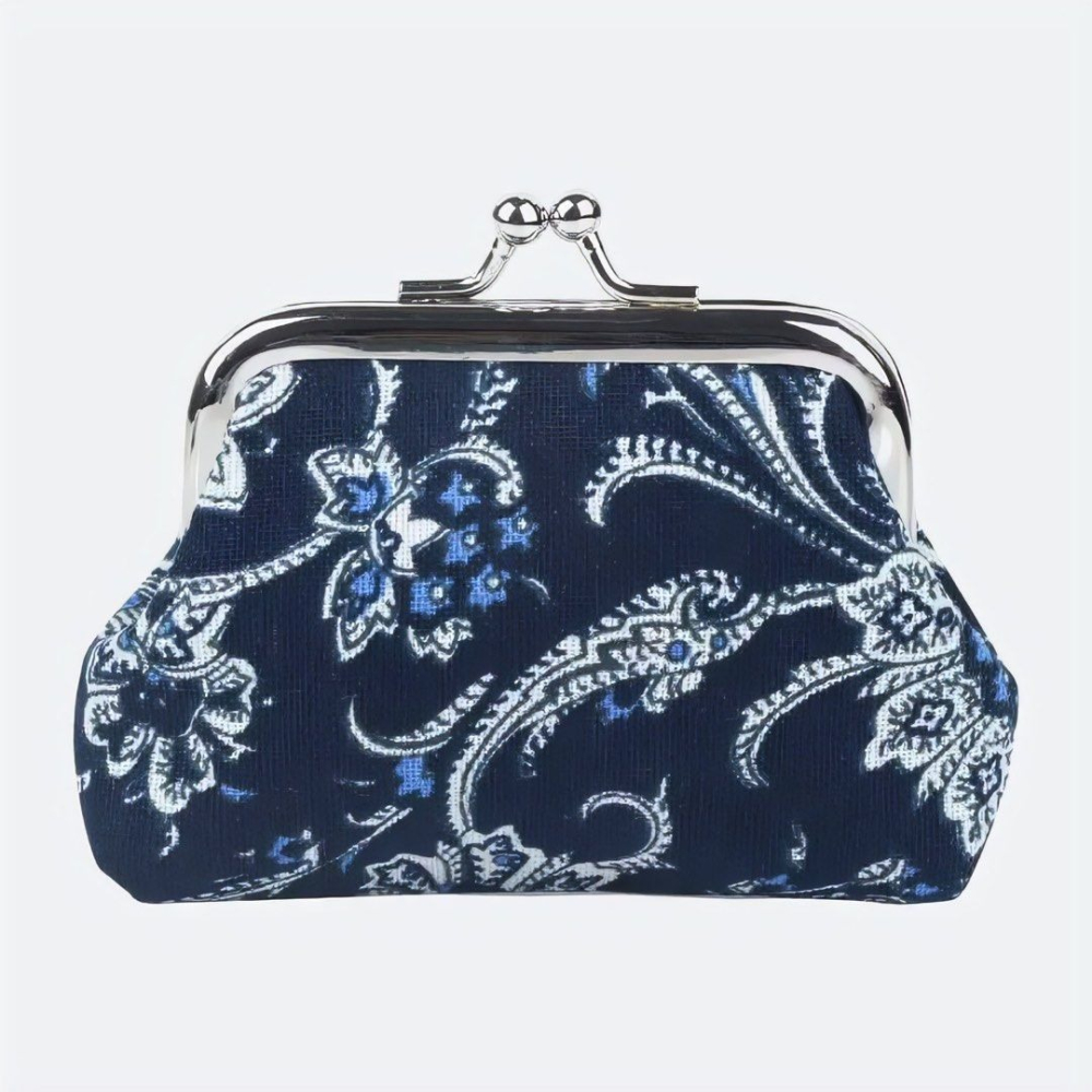 迷你青花瓷錢包,花卉塔扣硬幣錢袋,復古民族風零錢包,時尚簡約買菜包收納包-細節圖6