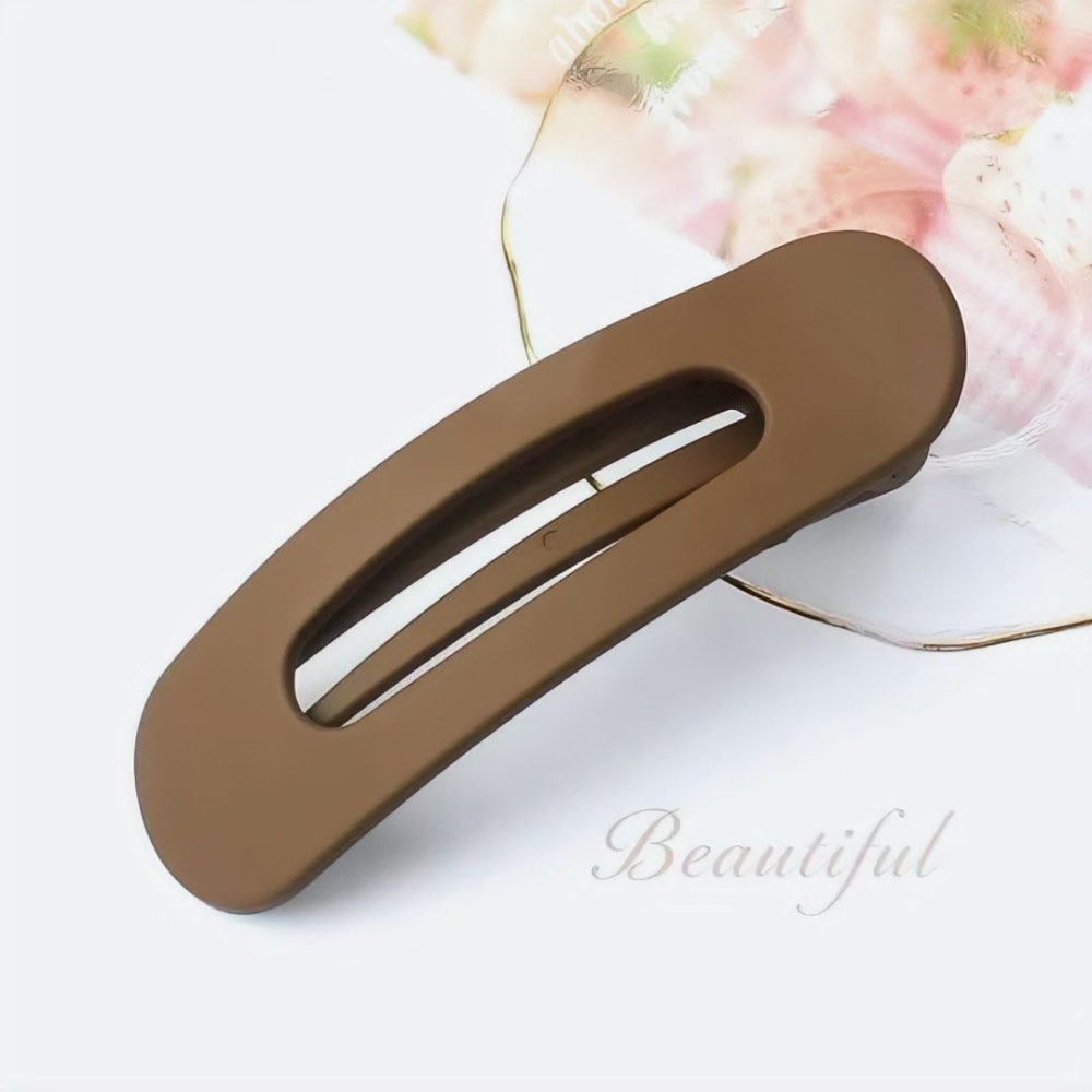 咖啡色時尚韓系鴨嘴夾,多功能劉海夾,化妝髮夾,簡約頭飾髮卡-細節圖2