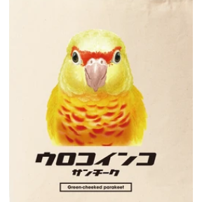 日本 可愛 小鸚鵡 米色 帆布袋 小太陽鸚鵡款-細節圖4