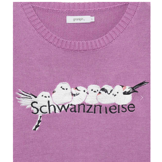 雪の妖精《シマエナガ》刺繡短袖針織上衣-細節圖3