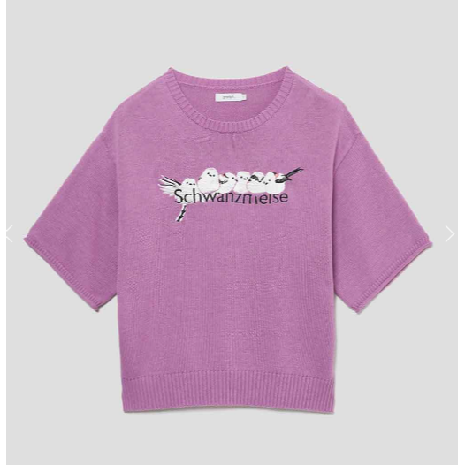 雪の妖精《シマエナガ》刺繡短袖針織上衣-細節圖4