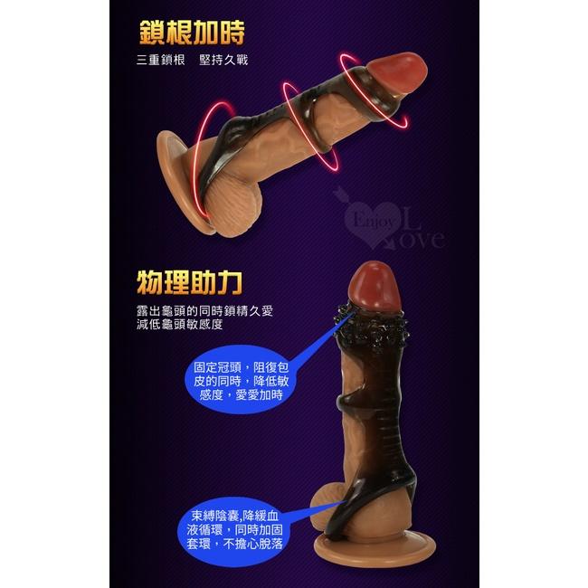 【送270ml潤滑液】云曼黑晶 ‧ 彈性包龜延時加強刺激套環- 螺紋款﹝減低龜頭敏感度/凸起環紋增粗摩擦/防脫阻復鎖精﹞-細節圖5