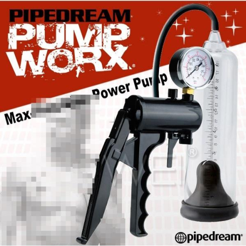 美國進口PIPEDREAM．PUMP WORX系列-強力槍柄附壓力錶處女型真空助勃器-Max-Precision Pow