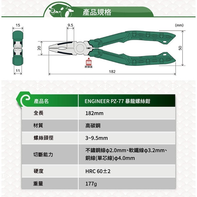 【鋼咕工具王】日本Engineer 螺絲鉗 PZ-77-細節圖6