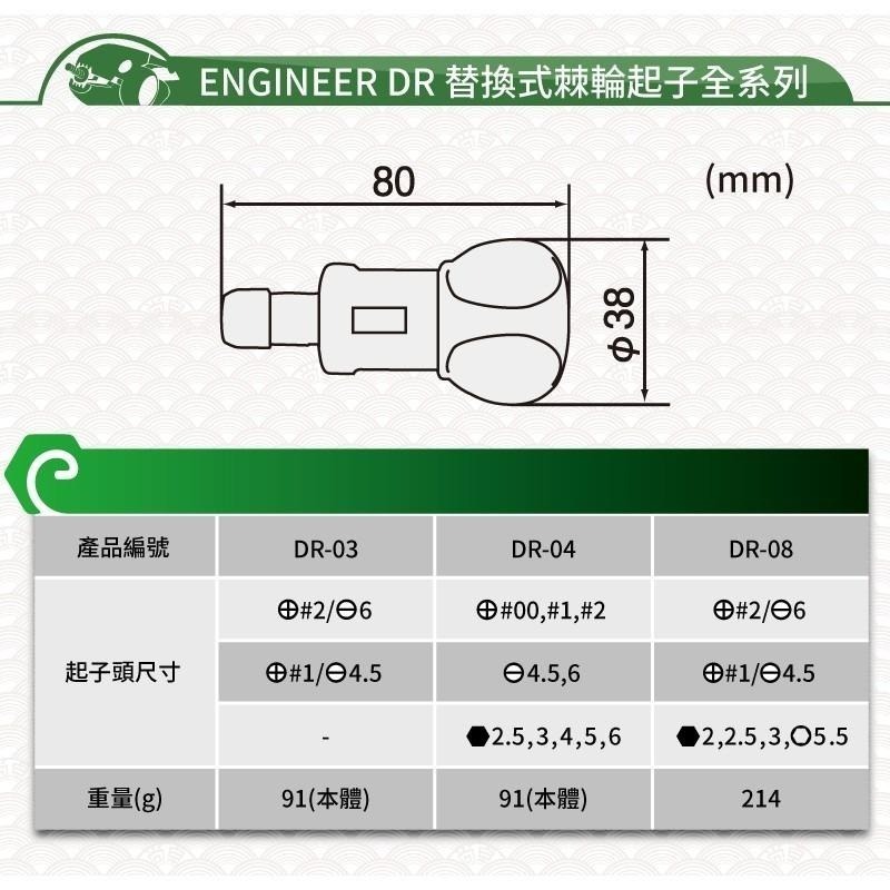 【鋼咕工具王】日本Engineer 替換式棘輪起子組 一字/十字/六角球型 DR-04-細節圖5