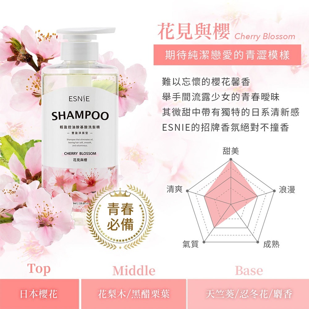 【ESNIE伊絲妮】控油淨屑-胺基酸洗髮精580ml-4入組【官方旗艦館】無矽靈｜含咖啡因｜長效控油-細節圖7