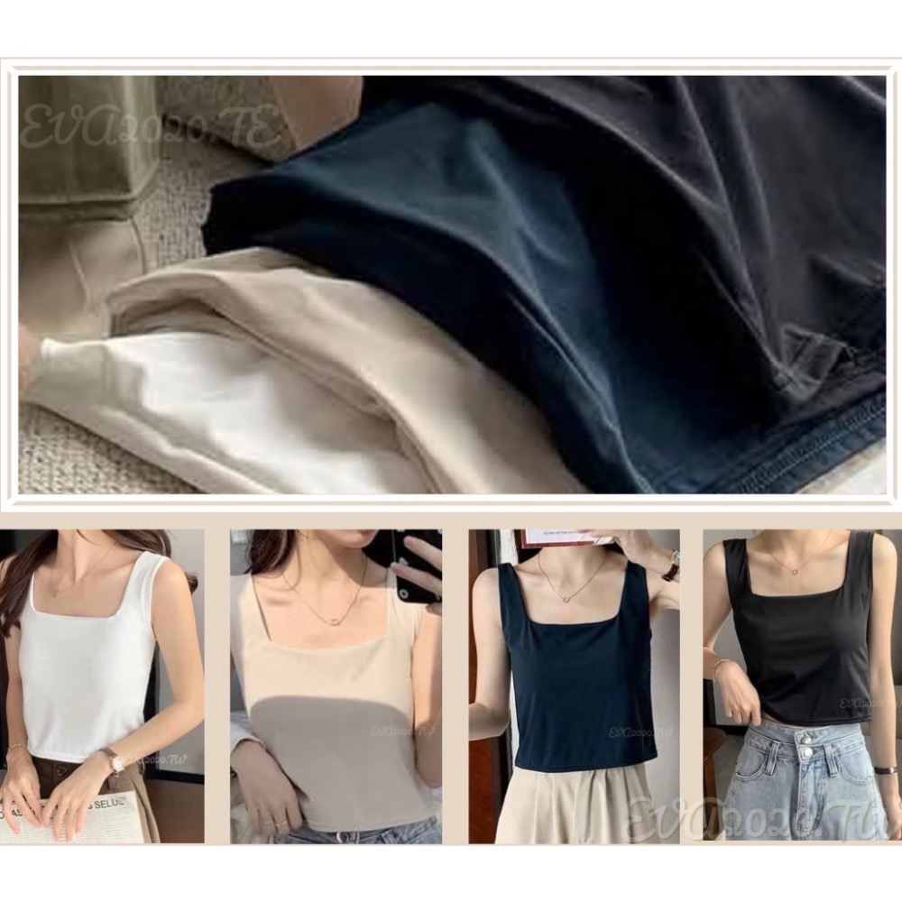 冰絲方領不跑罩杯背心 小可愛 免穿內衣 短版背心 涼感-細節圖3