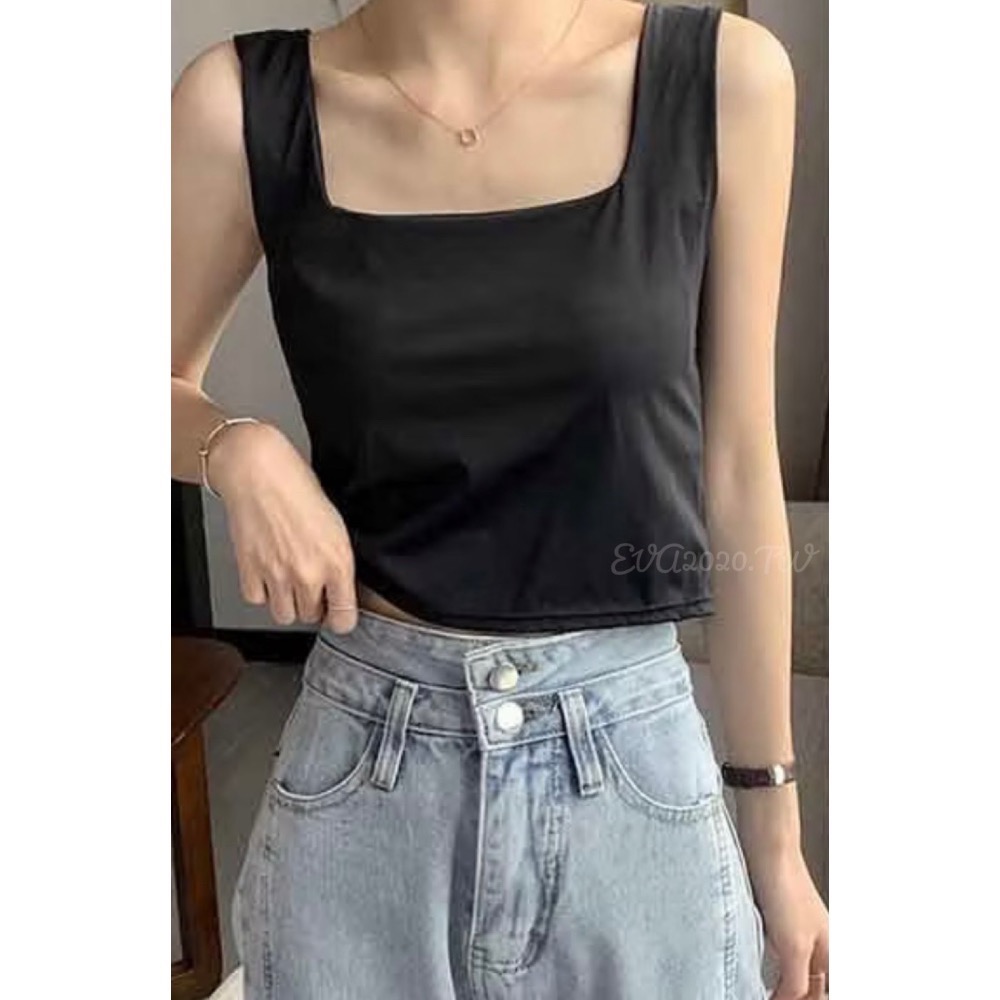 冰絲方領不跑罩杯背心 小可愛 免穿內衣 短版背心 涼感-規格圖3