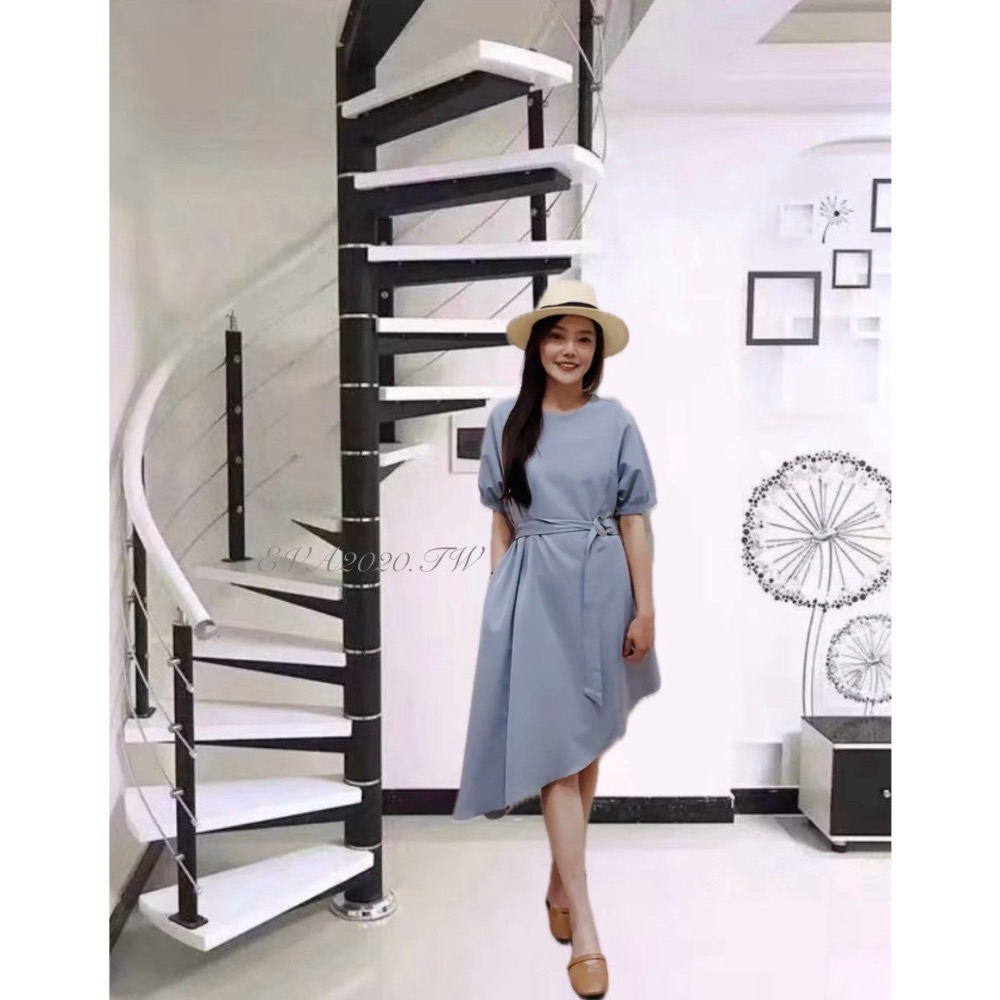 韓國設計師款｜素色下擺不規則洋裝-細節圖2