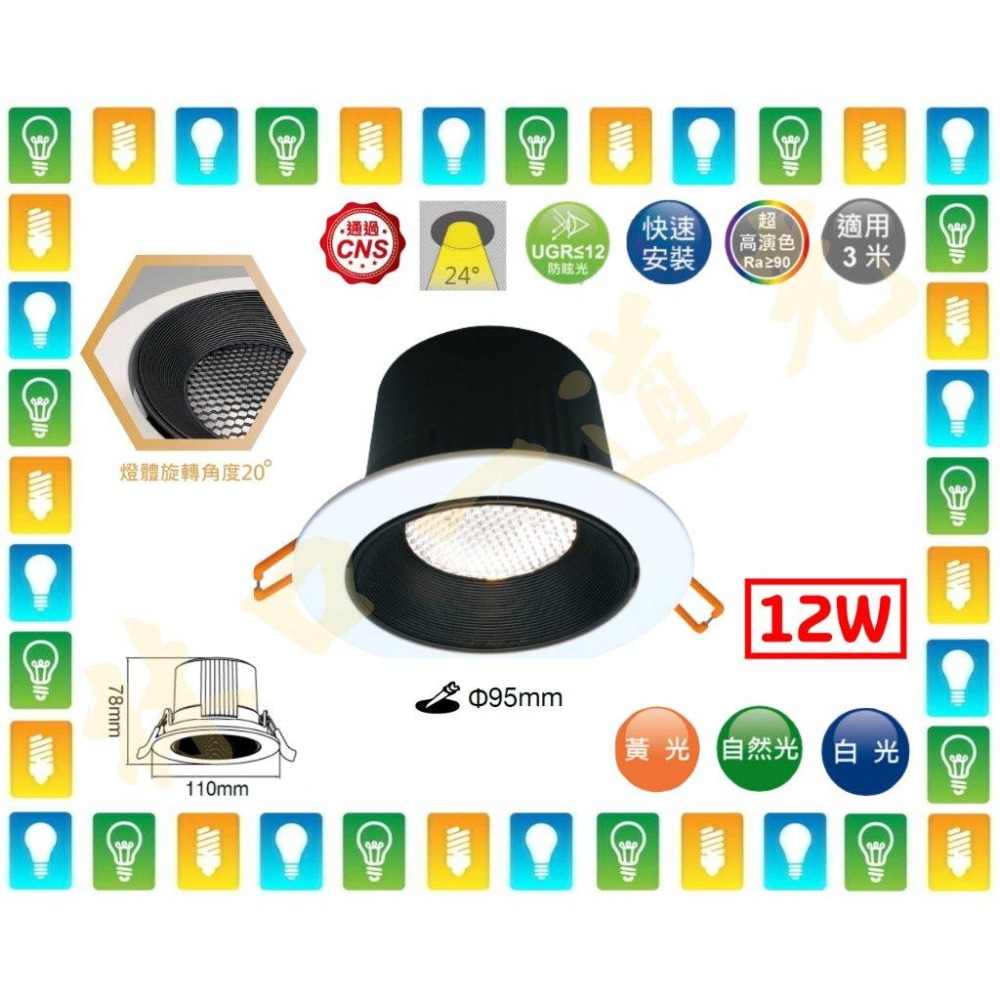 【林口一道光】舞光 LED 全電壓 馬修蜂巢防眩崁燈 7W/12W 內縮 內凹-細節圖2