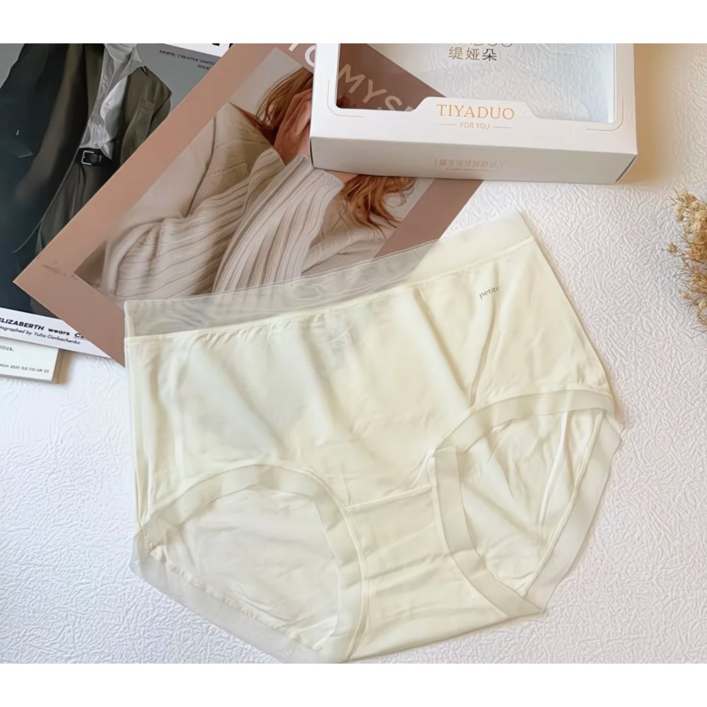缇娅朵4505五条装字母蕾丝中腰莫代尔無痕内裤女超薄软糯舒适内裤-細節圖5