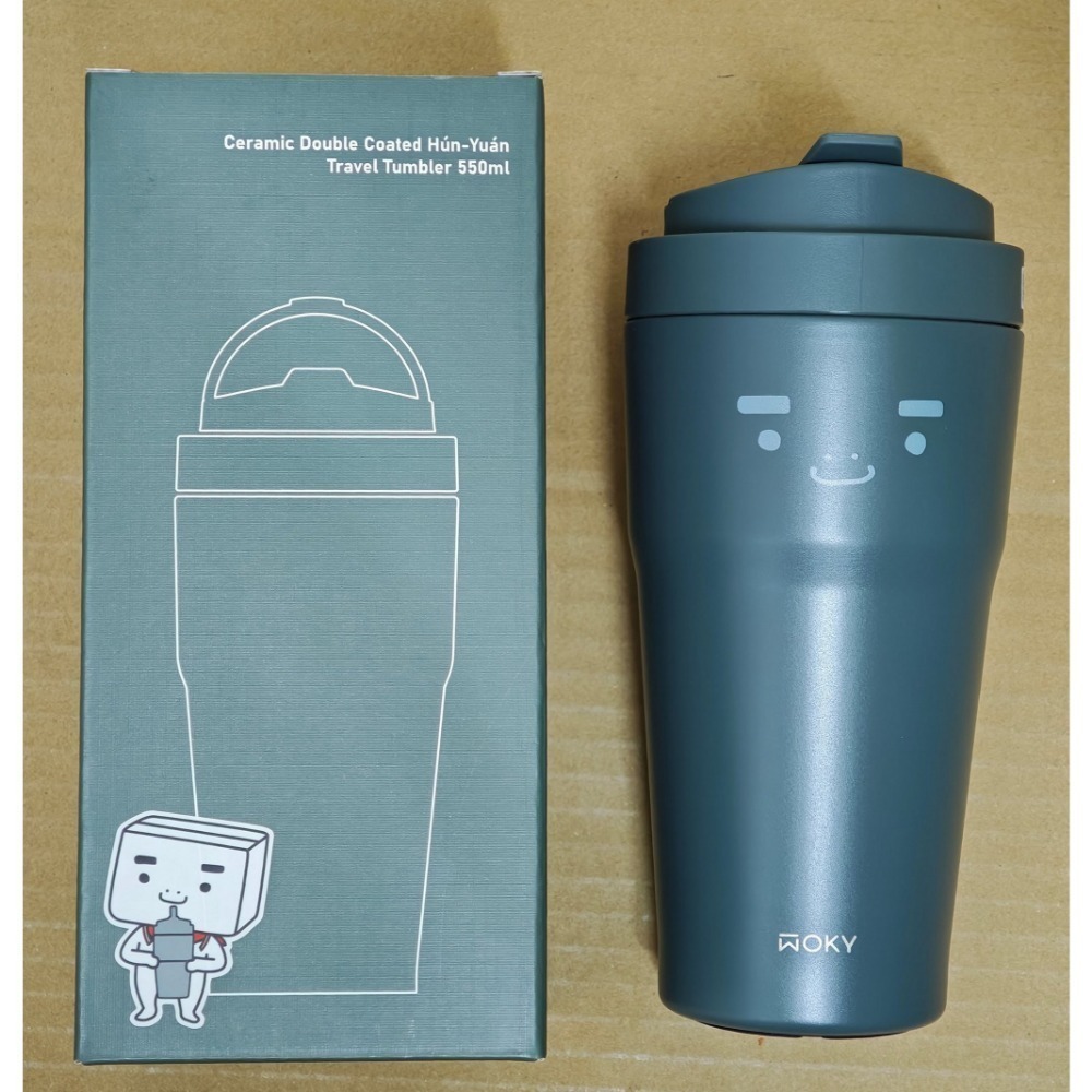 全新 BOXMAN X WOKY 聯名 沃廚渾圓杯 保溫杯 保溫瓶 雙層陶瓷 手提保溫瓶 550ml-規格圖11