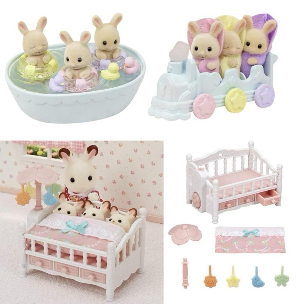 森林家族 拆售 遊戲嬰兒床 滑梯三層床 三胞胎推車 牛奶兔 三胞胎照顧組 浴室套裝 可可兔 照顧組 寶寶餐椅 餅乾熊寶寶-細節圖4